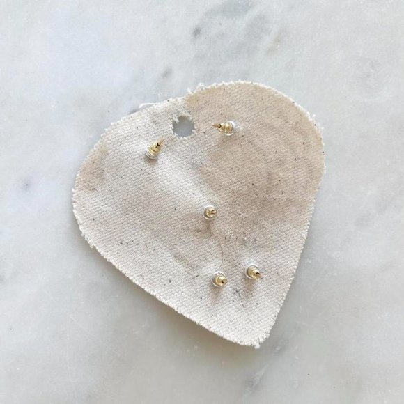 Anthropologie Rose and Heart Brass Stud Earring Set - Picture 3 of 3